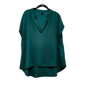 SHEIN Plus Notch Collar High-Low Hem Top – Dusty Blue, Size 12 (0XL)